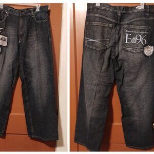 VINTAGE Enyce Jeans Size 38x31 Y2K Skater FADED Baggy Wide Loose Hip Hop PATCHES